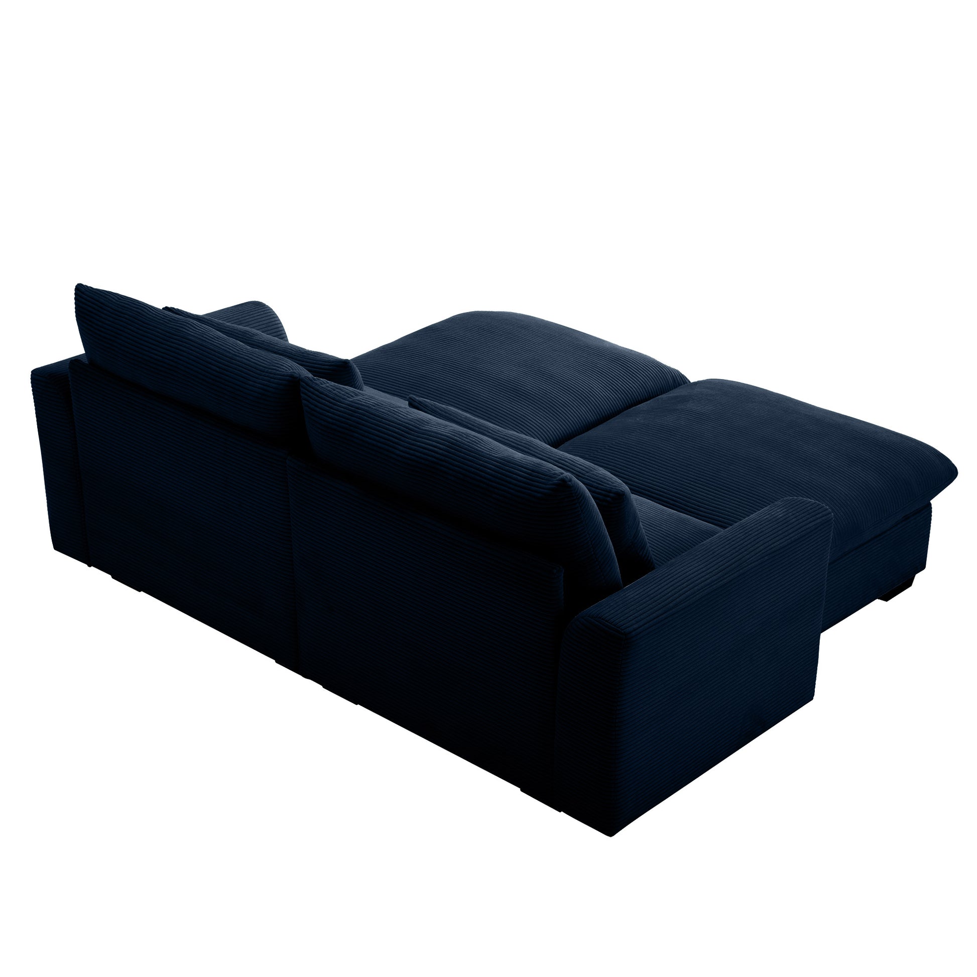 Corduroy Two Seater Sofa With 2 Storage Footrest, 2 Seater Sectional Deep Seat Sofa,Comfy Couches For Living Room ,Bule Sofa Blue Corduroy 2 Seat