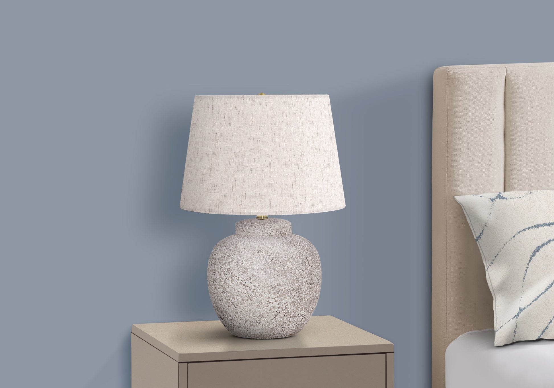 Lighting, 22"H, Table Lamp, Cream Concrete, Ivory Cream Shade, Modern Cream Concrete