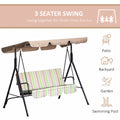 Outsunny 3 Seat Outdoor Patio Swing Chair With Removable Cushion, Steel Frame Stand And Adjustable Tilt Canopy For Patio, Garden, Poolside, Balcony, Backyard, Multi Color Multicolor Steel