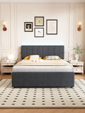 Full Size Upholstered Platform Bed With Twin Size Trundle And 1 Sets Of Usbwith Remote Control Intelligence Led Lights With App,Linen Fabric, Dark Grey Full Dark Gray Composite Linen Fabric