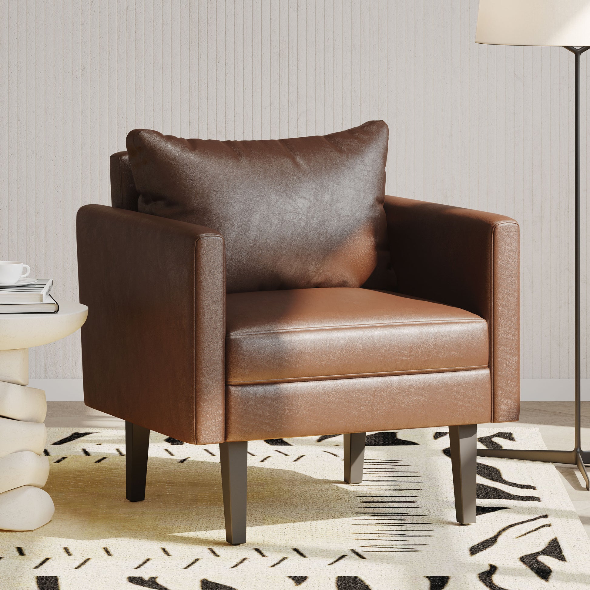 Club Chair Light Brown Pu