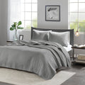 3 Piece Quilt Set Grey King Cal King King Grey Cotton