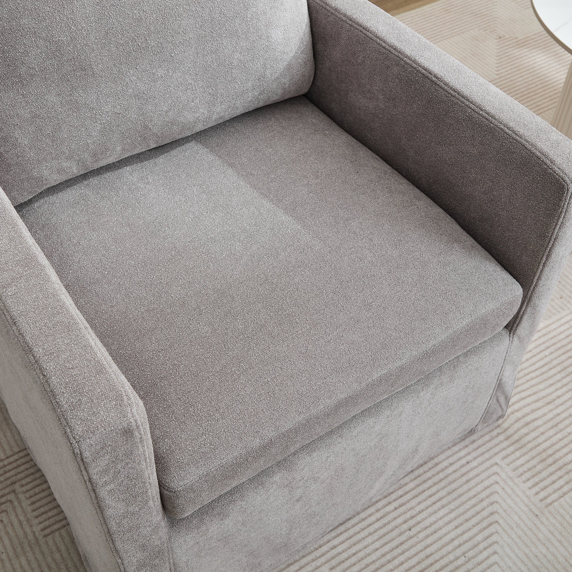 29.92'' Swivel Accent Chair, Upholstered Skirted Swivel Chair With Removable Back Cushion, 360 Degree Comfy Armchair For Living Room, Nursery, Lounge,Office,Gray Chenille Gray Chenille
