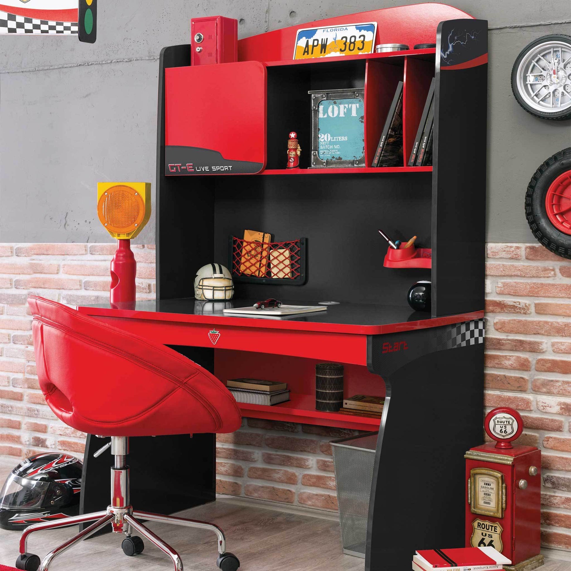 Champion Study Desk Red Black Particle Board