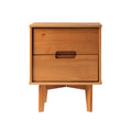 Mid Century Modern 2 Drawer Solid Wood Nighstand With Cutout Handles Caramel Caramel Mdf Pine