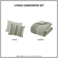 3 Piece Striped Cotton Comforter Set Sage King Cal King Sage Cotton