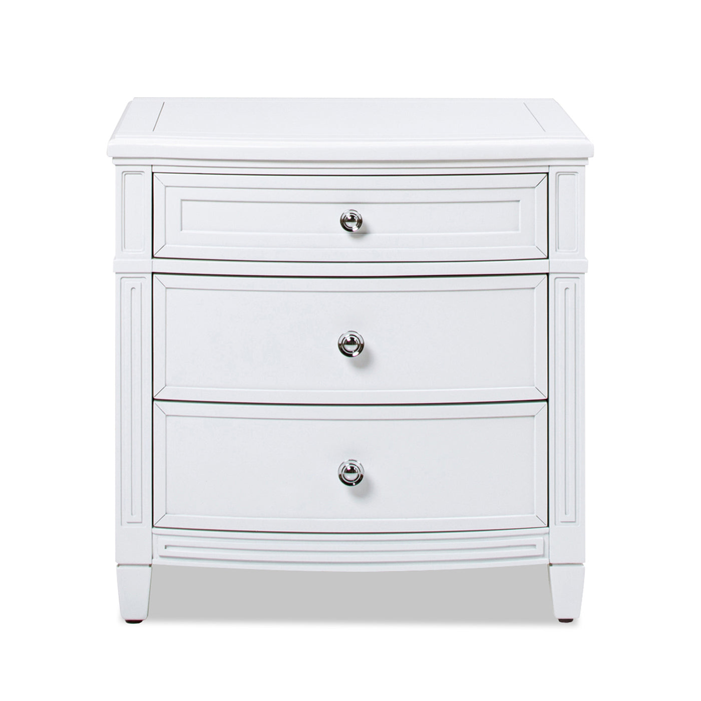 Dauphin 3 Drawer Accent End Table, Grey Cashmere Wood White Solid Wood Mdf Solid Wood Mdf