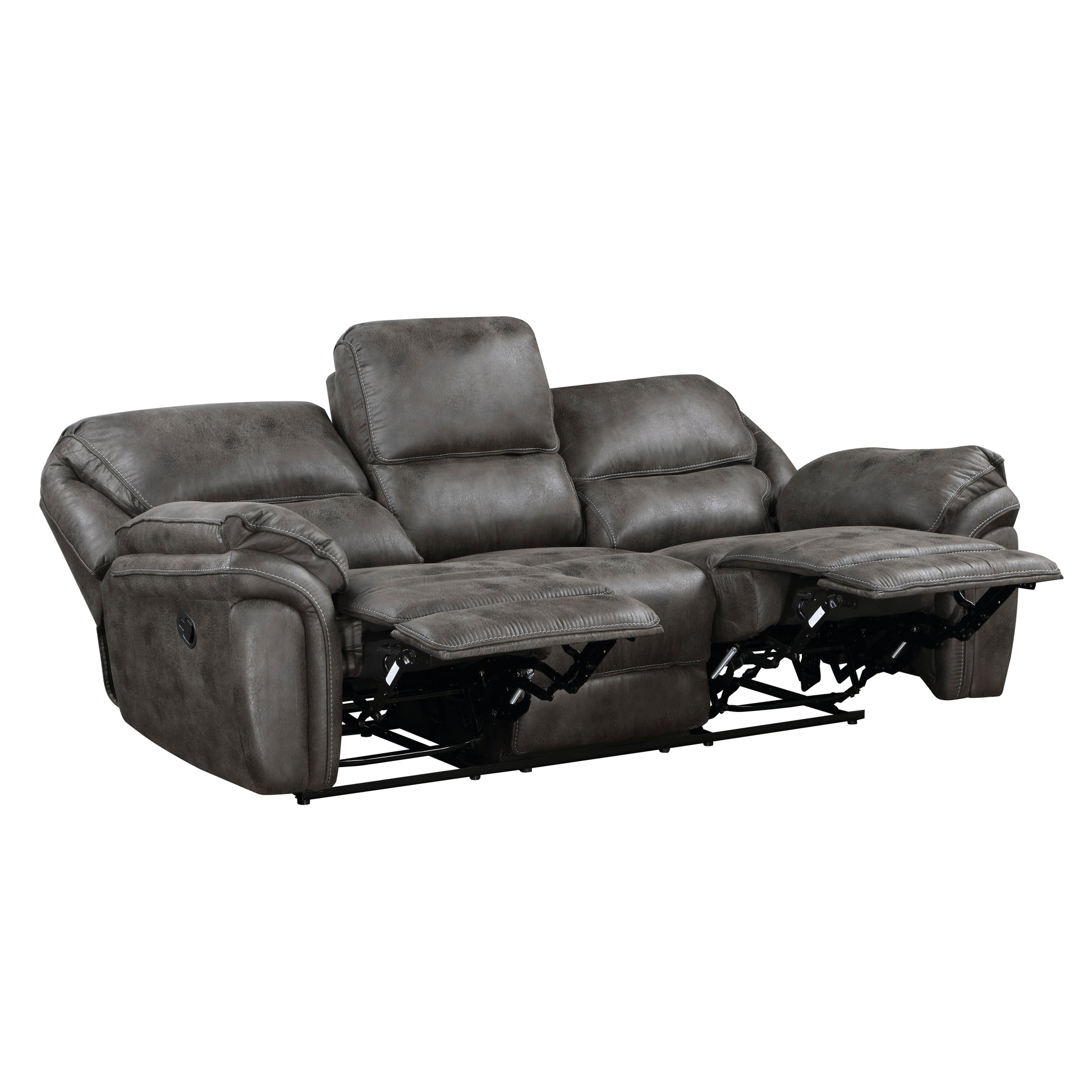Plush Modern Design Living Room Reclining Sofa Gray Microfiber Upholstery Solid Wood Frame Furniture 1Pc Gray Microfiber Wood Primary Living Space Modern Plywood,Solid Wood 3 Seat