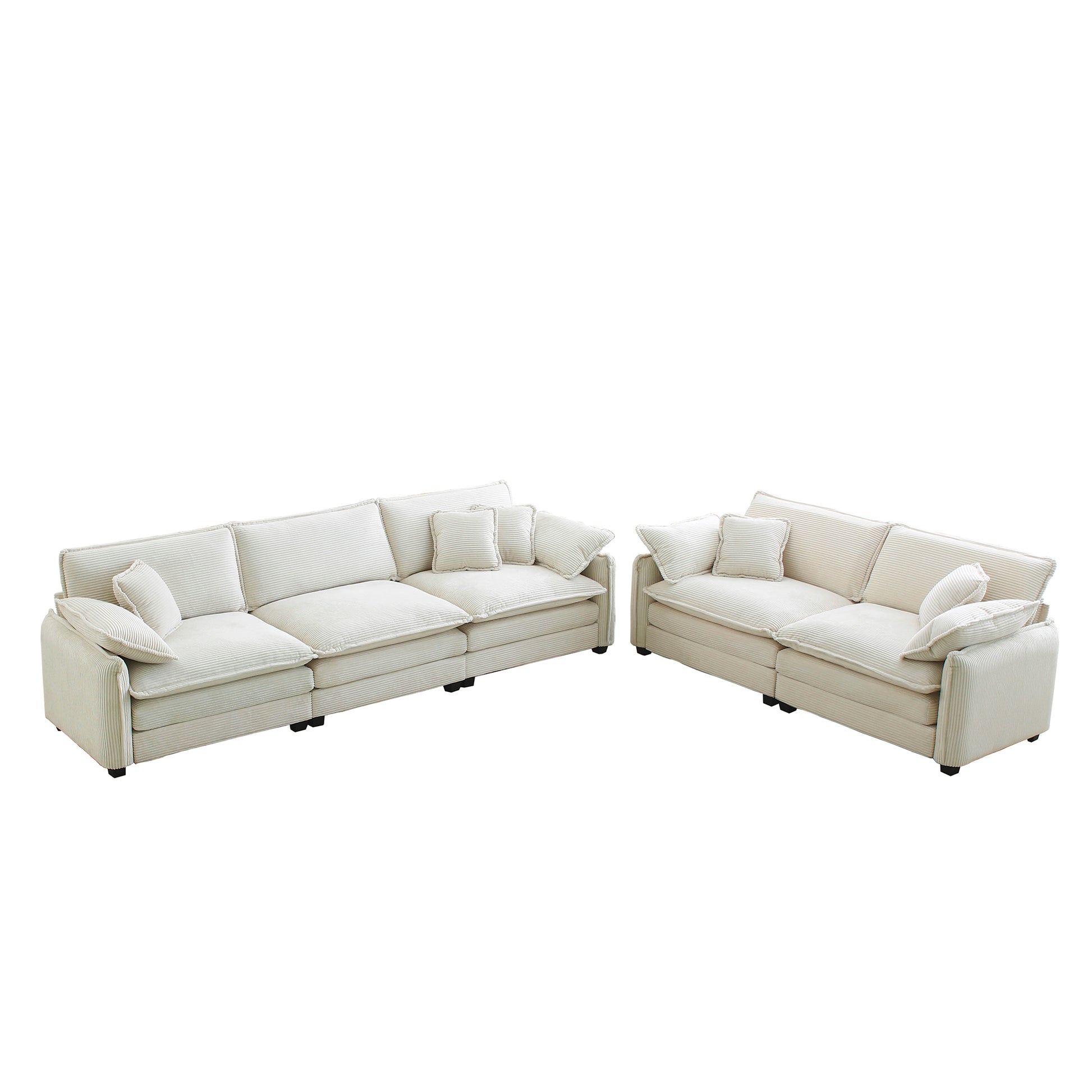Family Sofa Set Deep Seat Sofa, Warm Sofa For Home Cinema And Living Room, One 2 Seater Sofa And One 3 Seater Sofa,Beige Corduroy Beige Corduroy 5 Seat