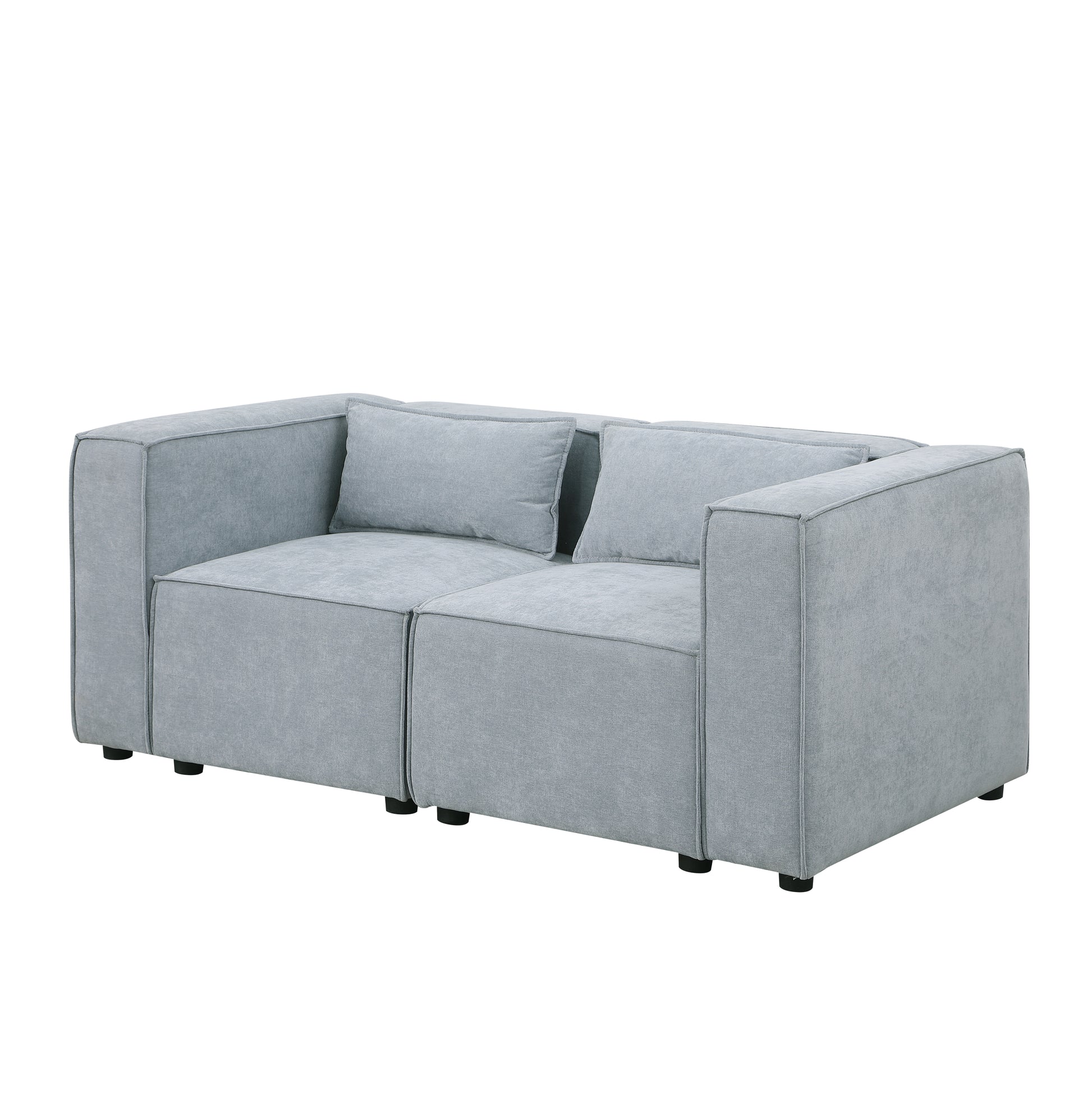 Modular Sofa Grayish Blue Chenille Fabric, Simple And Grand, The Seat And Back Is Very Soft. This Is Also A Knock Down Sofa Grayish Blue Chenille 2 Seat