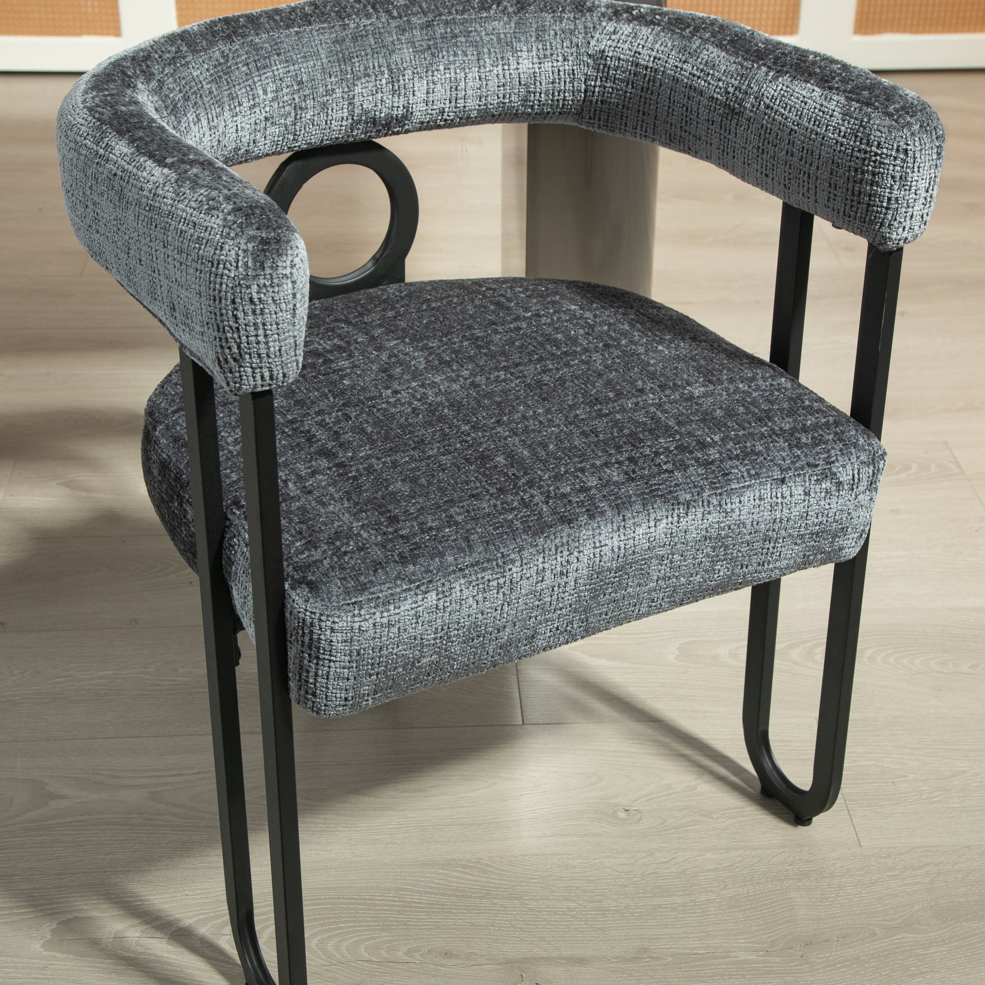 Coolmore Contemporary Designed Chenille Fabric Upholstered Accent Dining Chair Barrel Side Chairs Kitchen Armchair For Living Room Set Of 2 Gray Chenille Gray Foam Chenille
