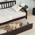 Twin Size Pine Wood Daybed With Two Storage Drawers, Sofa Bed With Bed Platform Of 10 Support Slats,Espresso Twin Espresso Pine