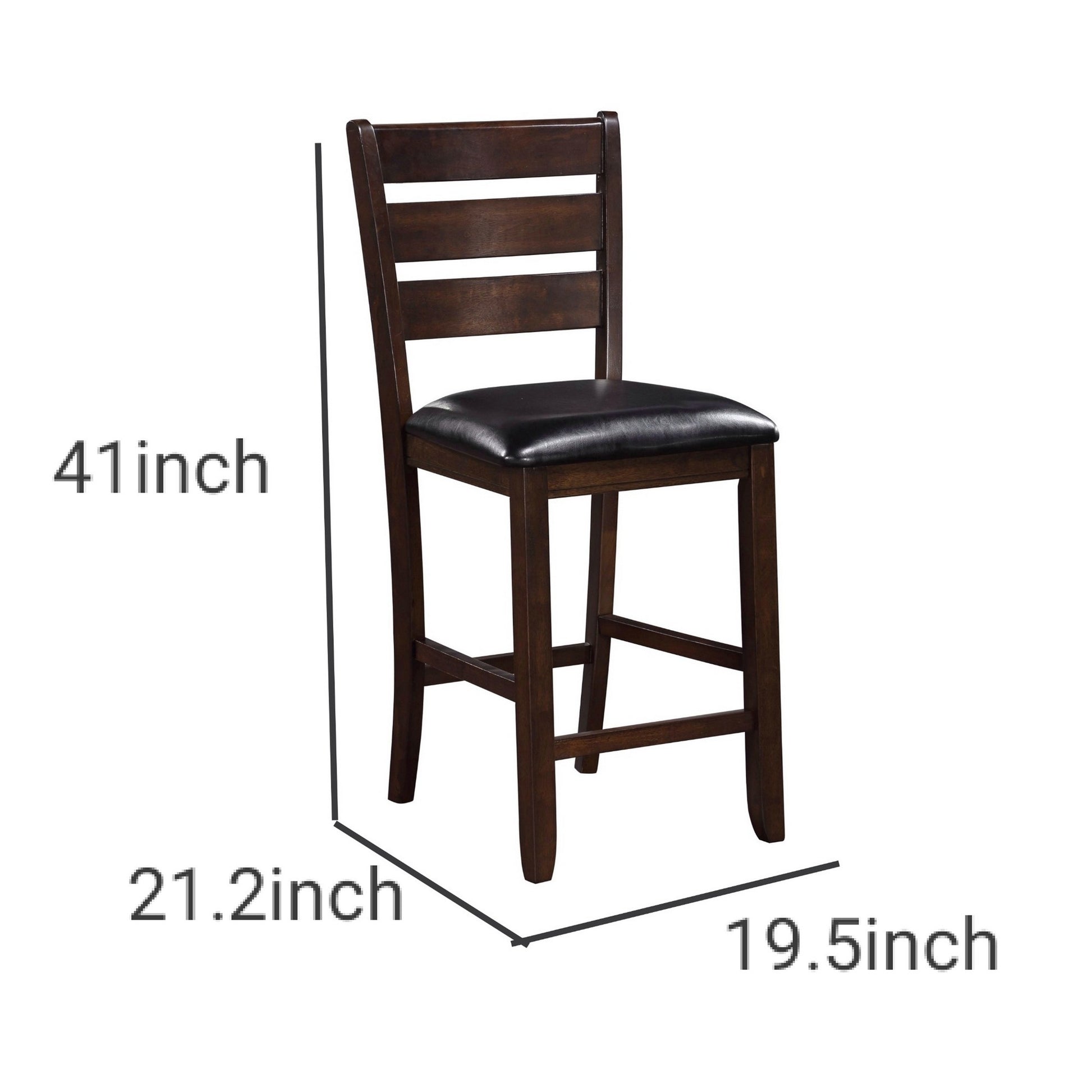 Wooden Counter Height Chair Withseat, Set Of 2, Black And Brown Black Brown Wood