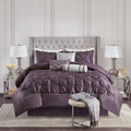 7 Piece Tufted Comforter Set Plum Full Full Plum Polyester