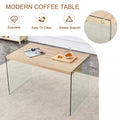 The Top Of The Coffee Table Is Made Of Medium Density Fiberboard And Wooden Stickers, With Transparent Tempered Glass On Both Sides. The Design Is Simple And Elegant, With A Sturdy Structure. Wood Mdf Glass