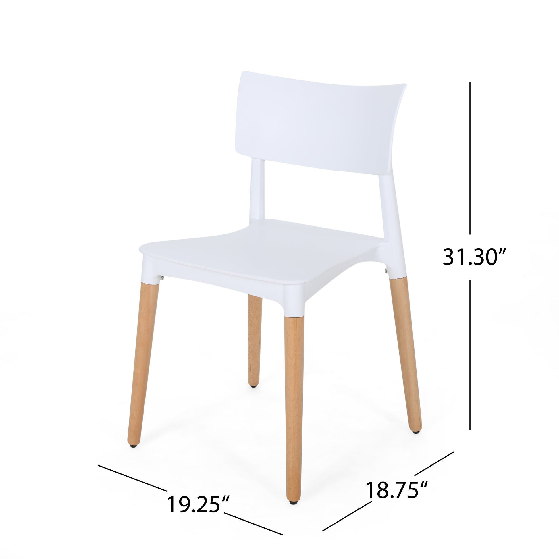 Plastic Dining Chair Set Of 2 White Polypropylene