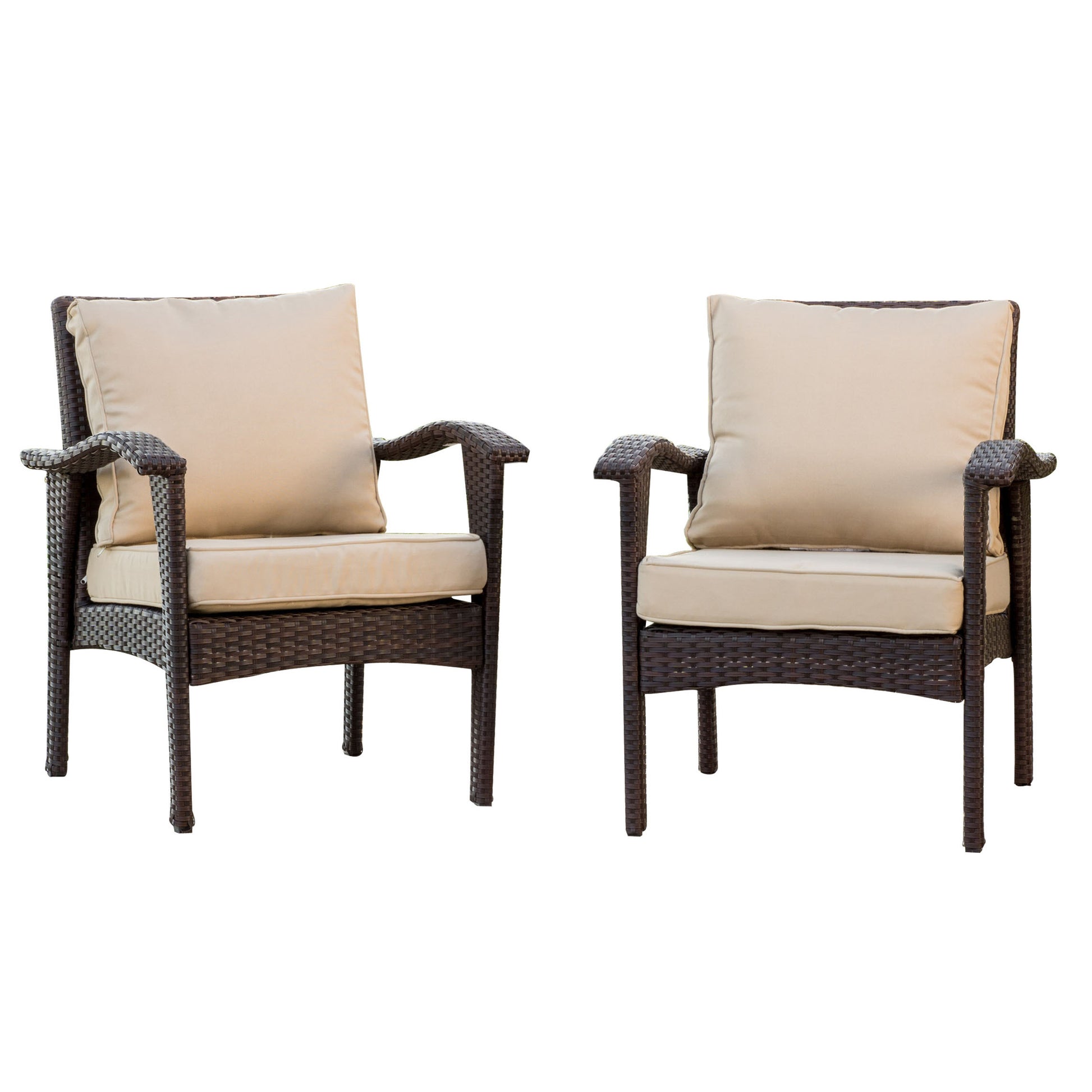 Honolulu Brown Club Chair 2 Brown Tan Pe Rattan Iron Waterproof Fabric