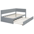 Twin Size Wood Daybed With Trundle And Guardrail, Gray Box Spring Not Required Gray Wood Solid Wood Mdf