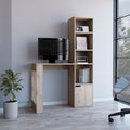 Oiwa Computer Desk With Bookcase And Cabinet Grey Particle Board Engineered Wood