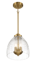 Ember Three Candle Lights Chain Pendant With Clear Glass Satin Brass Clear,Gold Ceiling Lights Brass,Glass