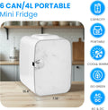 Mini 4L 6 Can, Small Refrigerator For Bedroom, Office, Dorm And Car Portable Cooler & Warmer Compact Fridge For Beverage, Skincare And Food, Marble White Marble Plastic