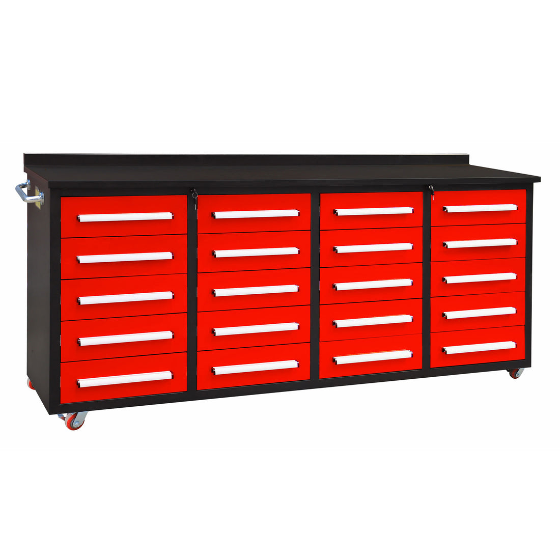 7Ft Garage Storage Cabinets With Workbench 20 Drawers Red Red Steel