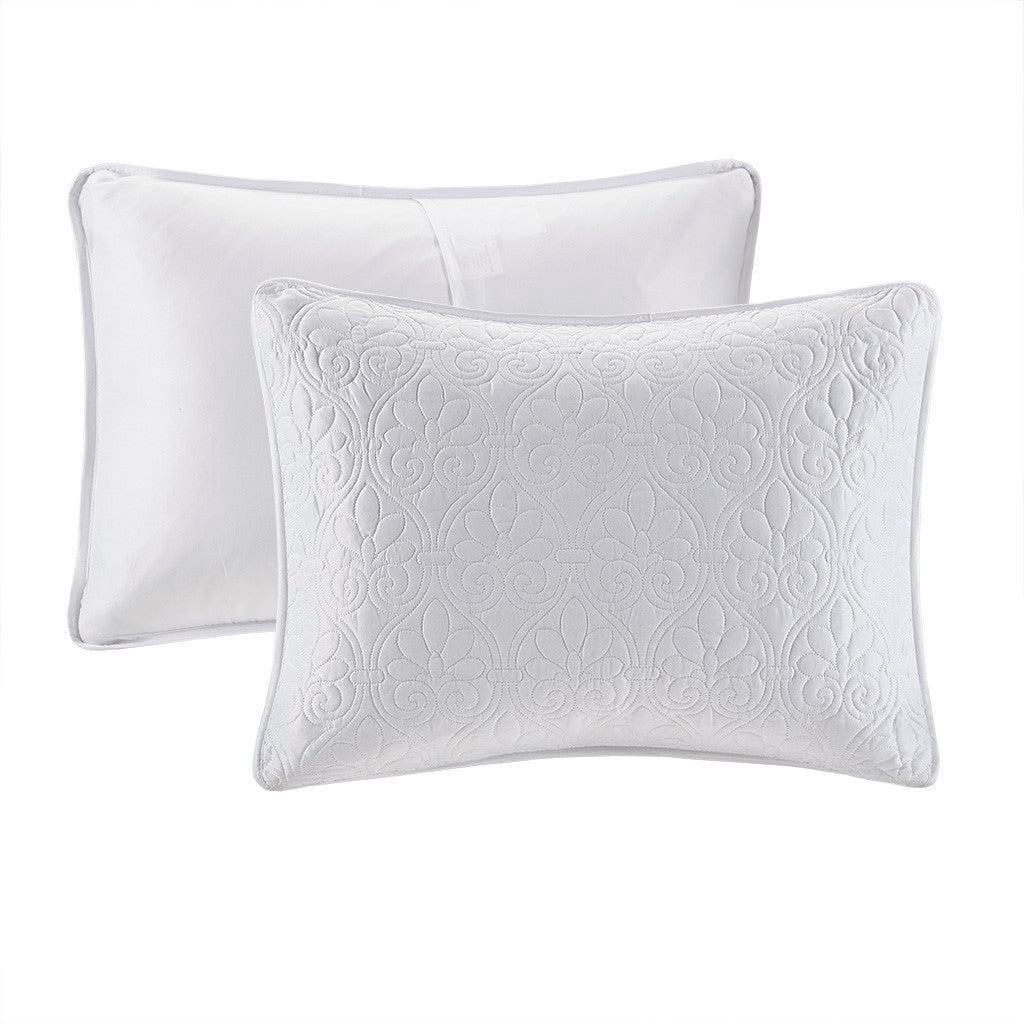 Reversible Quilt Set White King Cal King King White Cotton