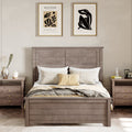 Farmhouse Wooden Platform Full Size Bed With Panel Design Headboard And Footboard For Teenager, Ash Brown Full Ash Brown Pine