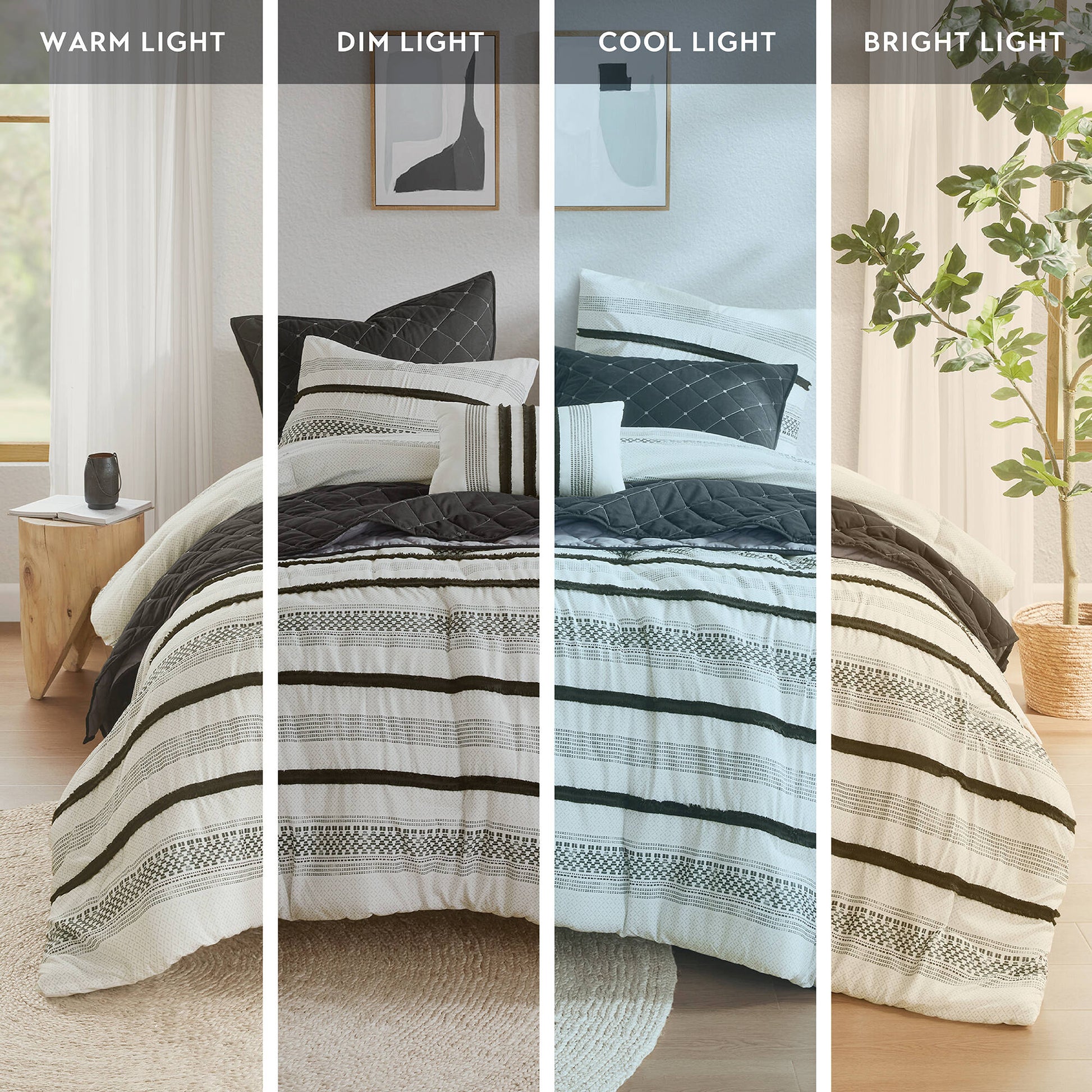 7 Piece Stripe Comforter And Quilt Set King Cal King Multicolor Polyester