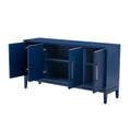 Versatile Four Door Sideboard With Brushed Doors And Fir Veneer,Featuring Elegant Handles,Perfect For Various Spaces. Navy Blue American Design Mdf