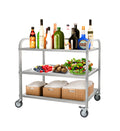 3 Tier Stainless Steel Cart, Serving Cart With Wheels, Restaurant, Household, Service Trolley, 360 Rotation Storage Cart With Locking Wheels 37.4 * 19.2 * 36.6'' L*W*H Rolling Kitchen Food Cart White Silver Stainless Steel