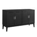 4 Door Sideboard Storage Cabinet With Door Shelf For Living Room And Dining Room, Two Large Cabinets With Adjustable Shelf, Black Black Rubberwood Solid Wood Mdf