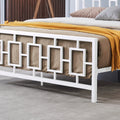 Classic King Size Metal Bed Frame With Vintage Headboard, No Box Spring Required, Under Bed Storage, White King White Iron