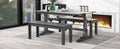 3 Piece Retro Dining Set, Rectangular Trestle Table And 2 Wood Benches For 4 People For Dining Room And Kitchen Grey Grey Solid Wood Mdf