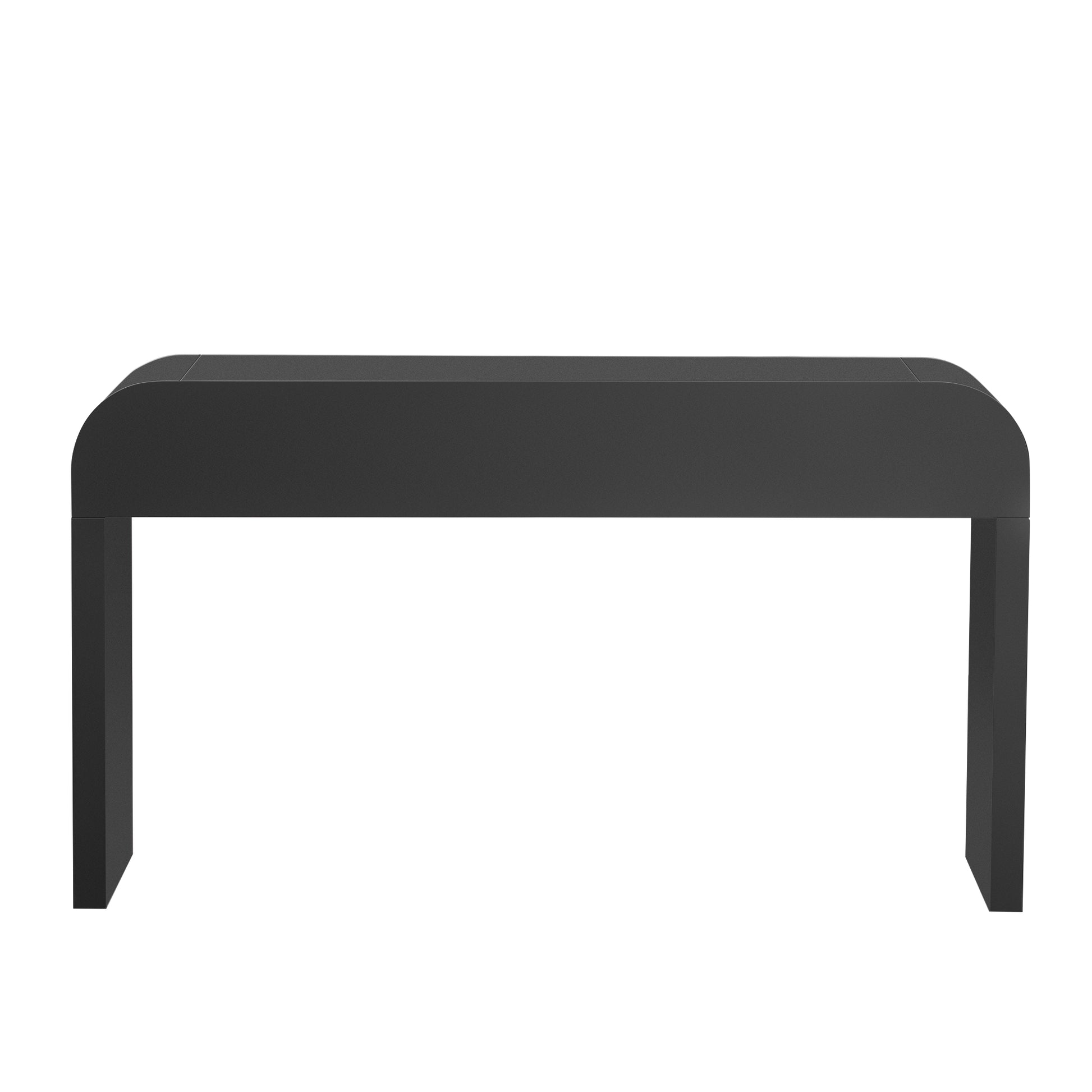 Unique Modern Rounded And Smooth Surface Console Table With 2 Drawers For Living Room And Entryway Black Black Primary Living Space Drawers Glossy Mdf