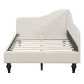 Twin Size L Shaped Linen Daybed, With Solid Wood Legs, Beige Old Sku: Sf000145Aaa Twin Beige Linen Mdf
