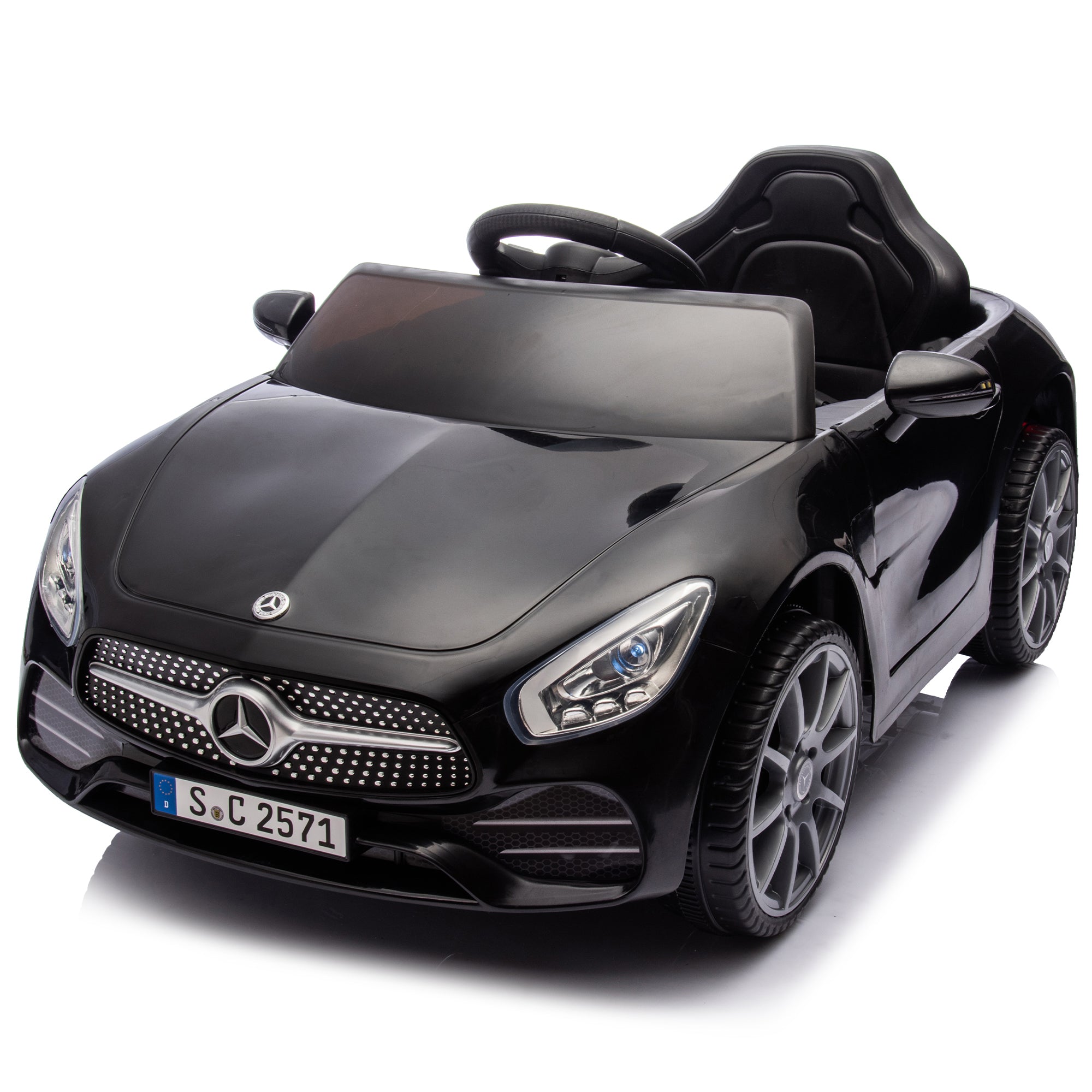 Licensed Mercedes Benz Cls 350,12V Kids Ride On Toy Car W Parents Control,2Wd,Four Wheel Suspension,Music,Bluetooth,Led Light,Usb,Power Display,Volume Adjustment,Speeds 1.24 3.11Mph For Kids Aged 2 4. Black 50 99 Lbs Polypropylene