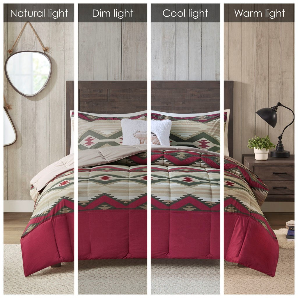 Down Alternative Comforter Set With Throw Pillow Queen Multicolor Polyester