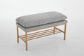 End Of Bed Bench With Shelf, Linen Upholstered Storage Shoe Bench, Modern Bedroom Bench With Metal Legs For Living Room, Entryway, Dining Room, 300 Lb, Linen Color Gray Gray Polyester Blend