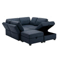 Oversized Modern 6 Seat Upholstered Sofa, Large Sectional Sofa With Storage Seats And Ottomanssofa Bed With Thick And Soft Cushions At All Sidesadjustable Arms And Backs Blue Blue Polyester 4 Seat