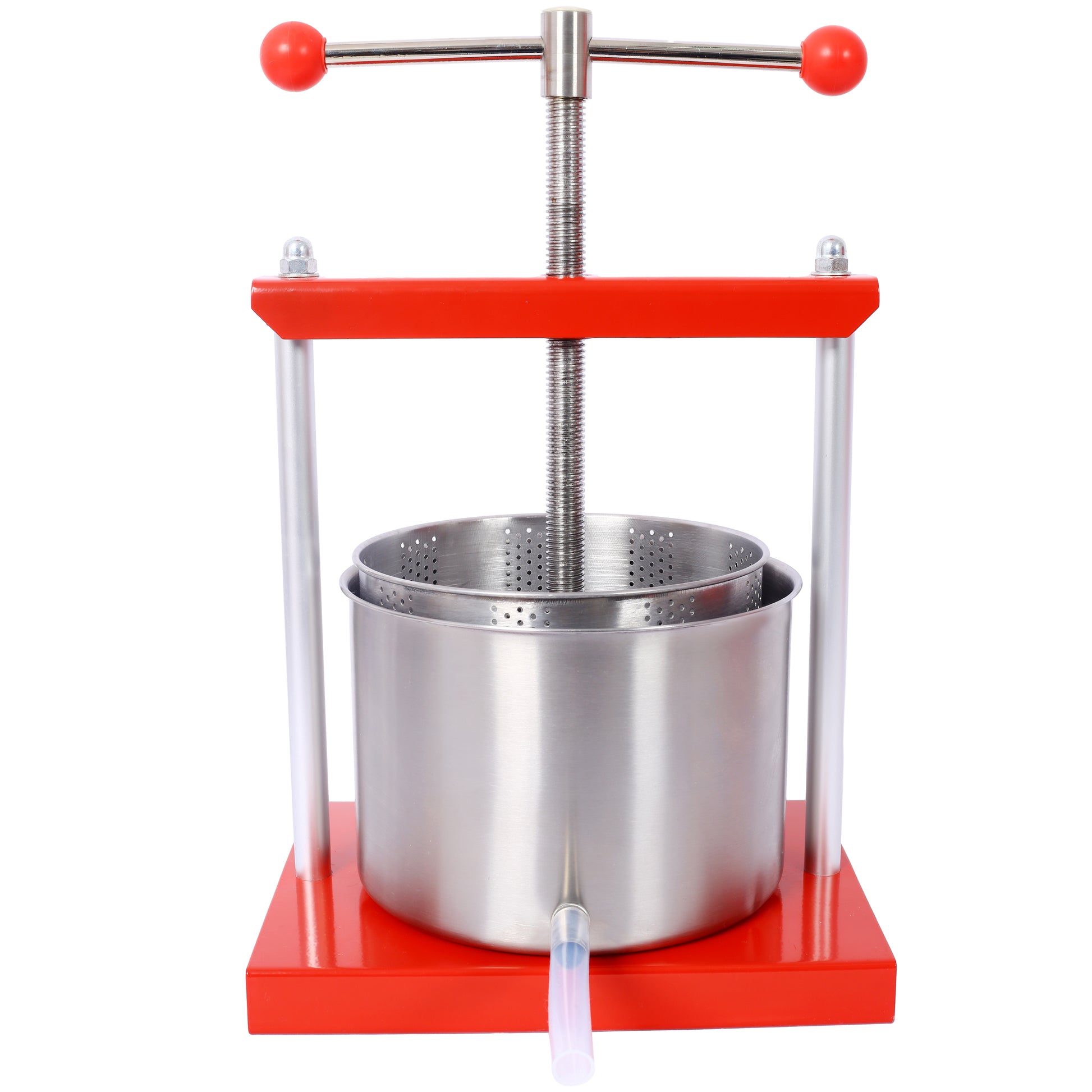 Fruit Wine Manual Press 0.53 Gallon Stainless Steel Barrels Press Machine For Juice, Vegetable,Wine,Olive Oil Red Steel