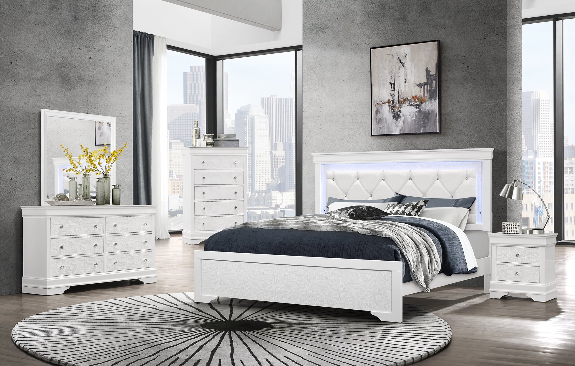 Shaker Crocodile Metallic White Mirror White Solid Wood Mdf