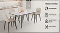 Scalable Mdf Modern Dining Table And Chair Set, Suitable For 2 6 People, White Dining Table And Modern Beige Dining Chair 4 Piece Set, Medieval Dining Table Set, Metal Base And Linen Chair Beige White Mdf