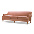 Alana Lawson Three Cushion Tightback Sofa, Peach Orange Velvet Orange Foam Velvet 3 Seat