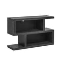 Retro Console Table With Symmetrical 2 Tier Open Shelf For Entryway And Living Room Black Black Mdf