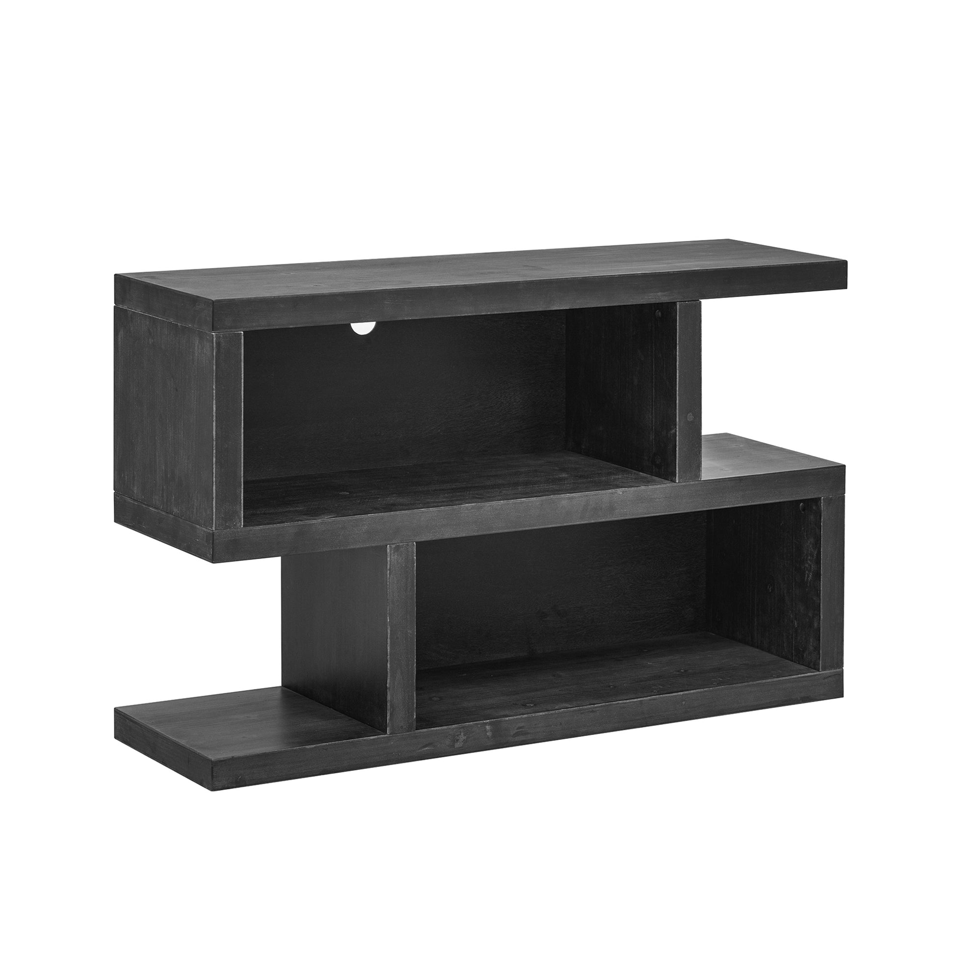 Retro Console Table With Symmetrical 2 Tier Open Shelf For Entryway And Living Room Black Black Mdf