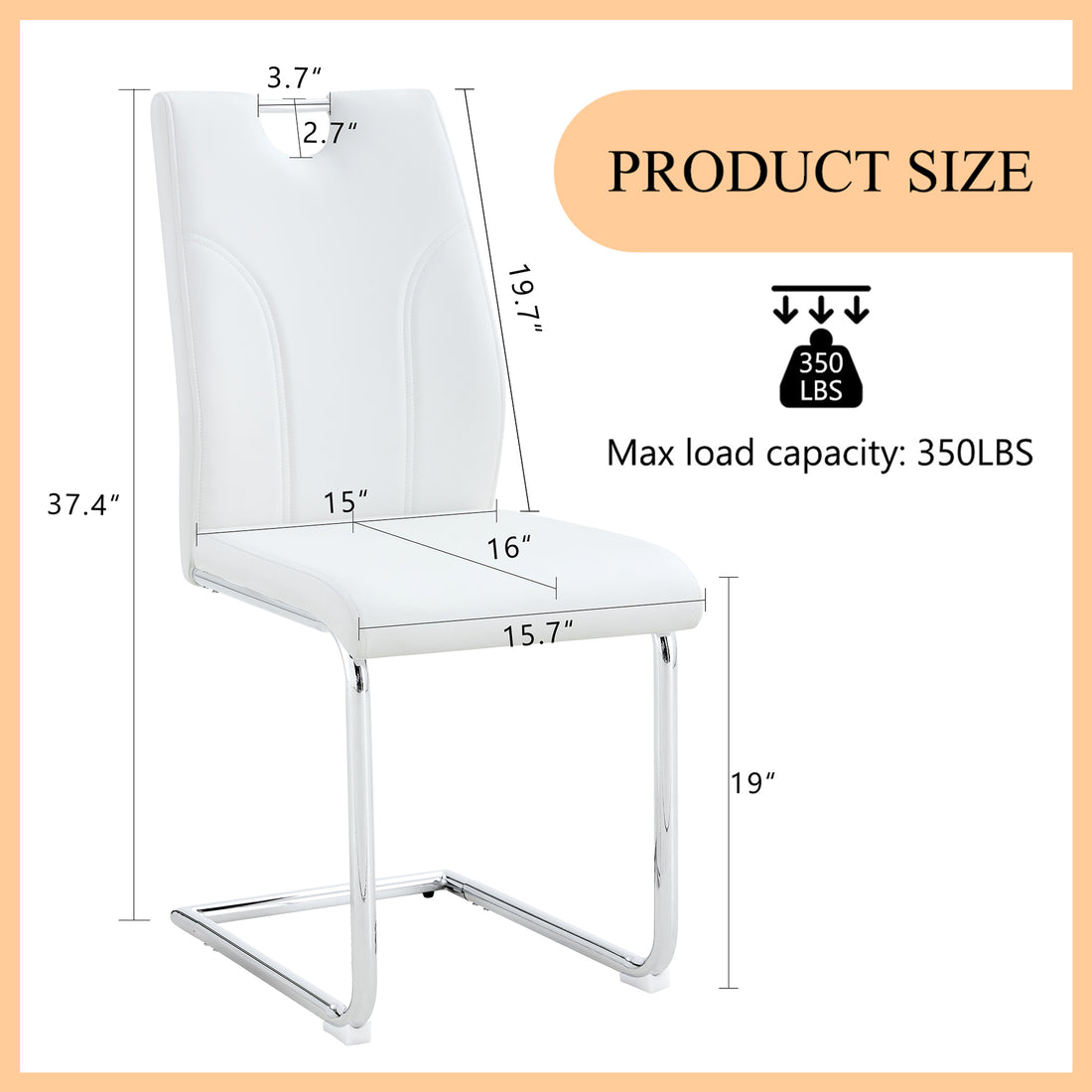 White Pu Dining Chair Set.Uniquely Designed White Dining Chairs. Pu Material, Paired With Silver Metal Chair Legs. Suitable For Offices, Restaurants, Kitchens, Conference Rooms, Etc. Set Of 6 White