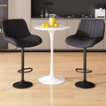 Modern Bar Stool Set Of 2, Adjustable Faux Leather Upholstered Swivel Counter Stools, Counter Height Barstools With Back For Kitchen Island Black Metal