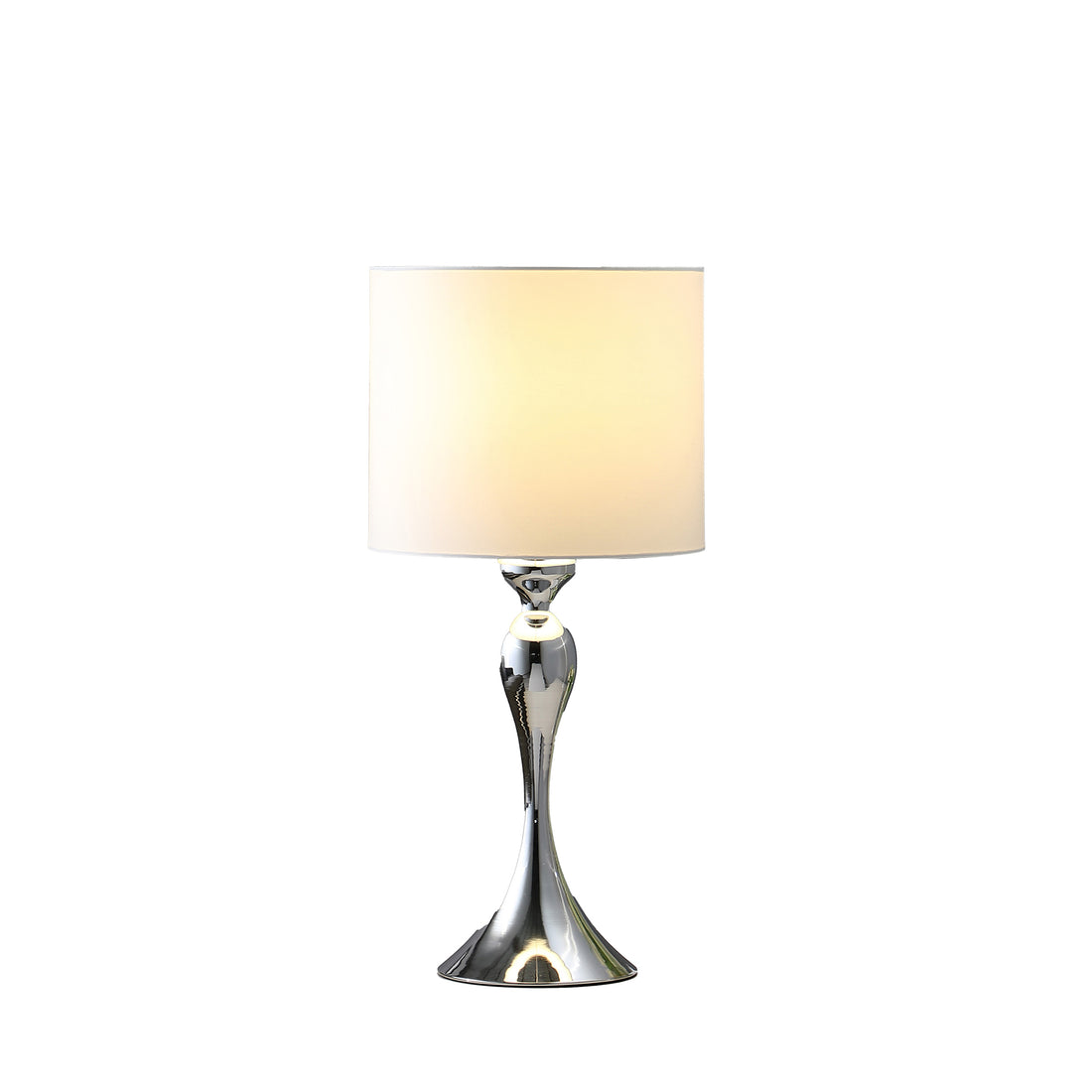 24.5" In Bailey Dark Silver Chrome Modern Candlestick Metal Table Lamp Silver Fabric Metal