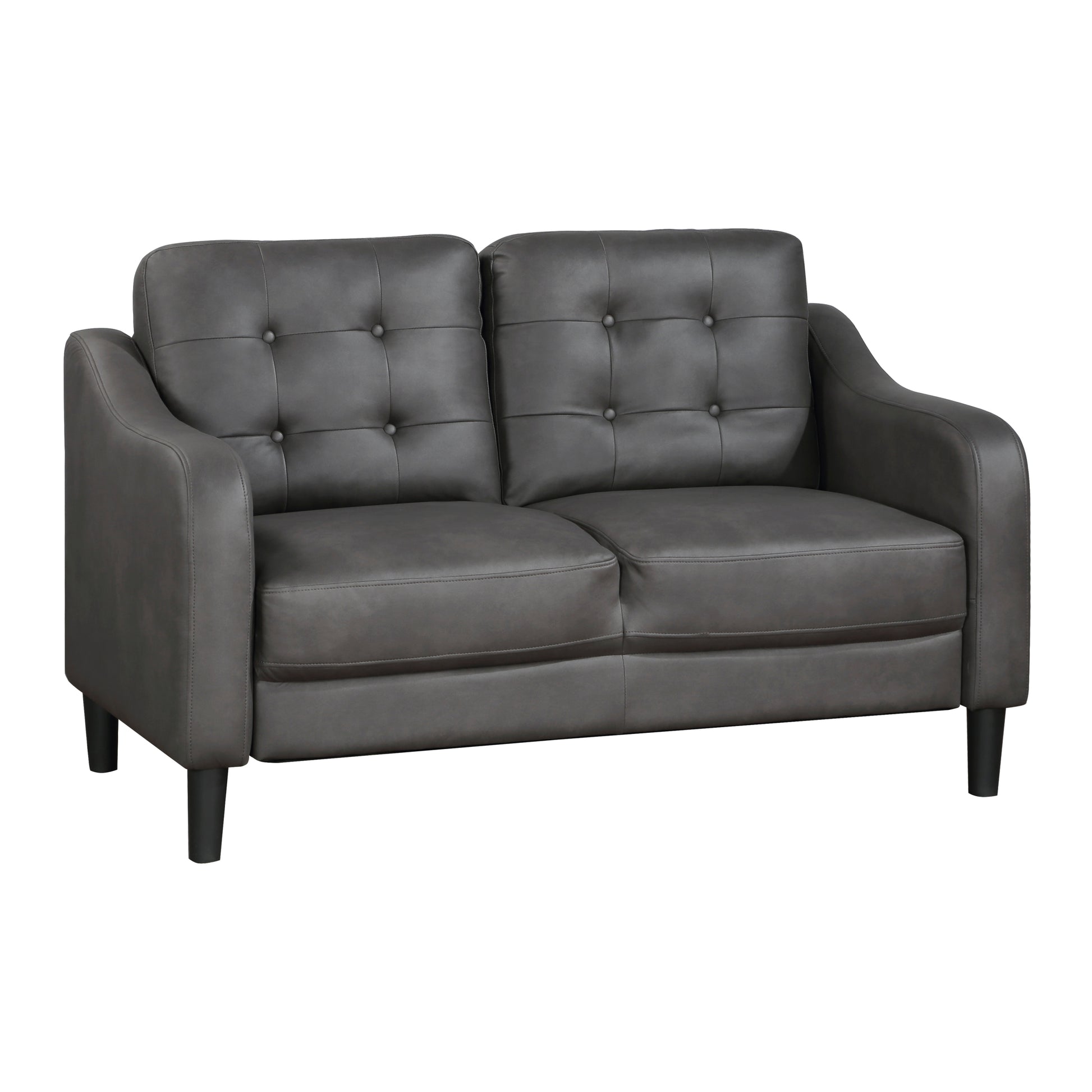 Gray 2Pc Sofa Set Microfiber Upholstered Sofa Loveseat Set Button Tufted Contoured Arms Solid Wood Frame Casual Living Room Furniture Gray Microfiber Wood Primary Living Space Traditional,Transitional Solid Wood 5 Seat